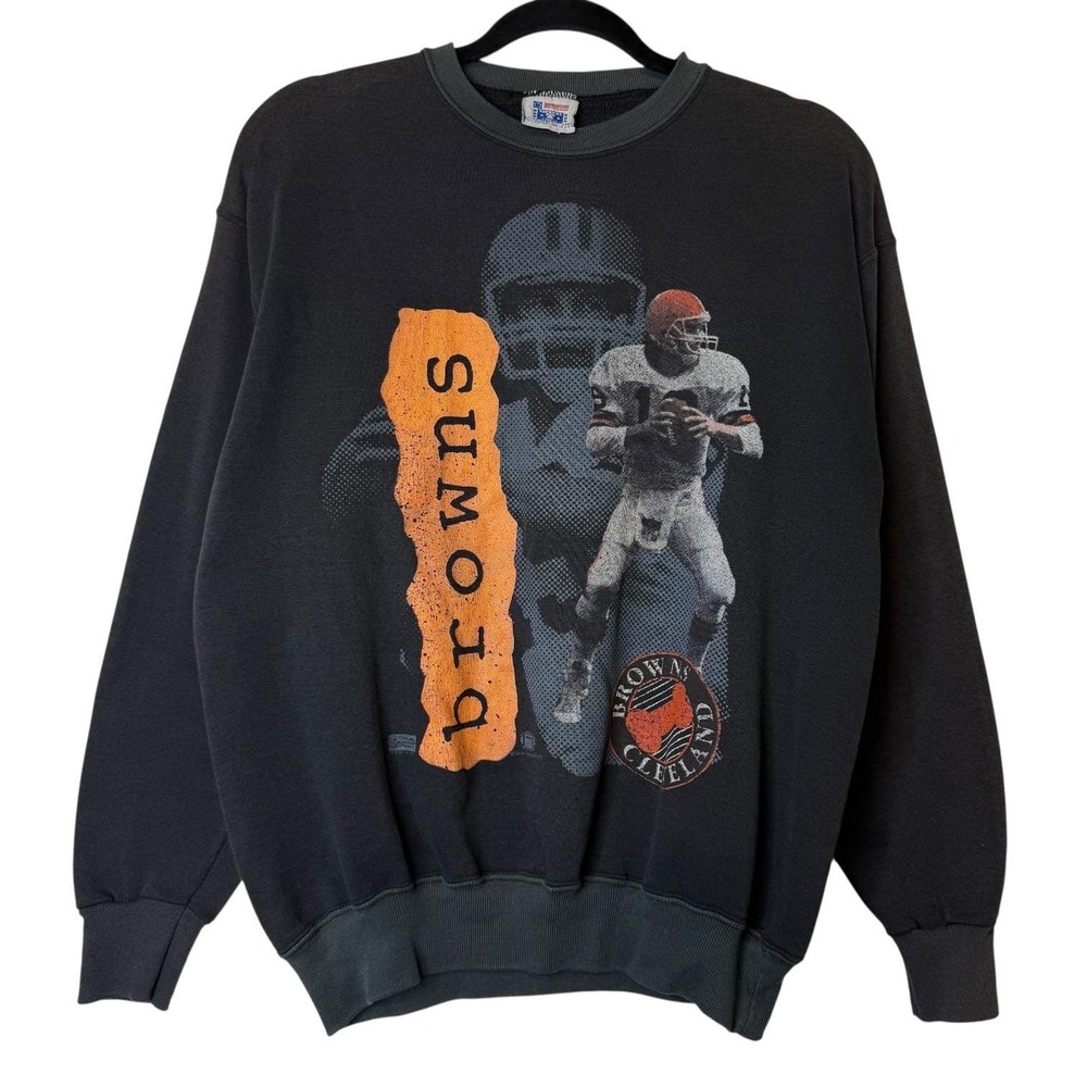 Vintage Cleveland Browns Sweatshirt Sz M Crewneck NFL Football 90s Black